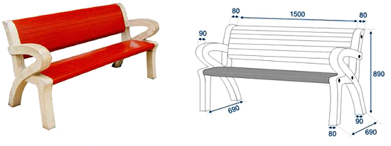 Chair Bench with Hand Rest